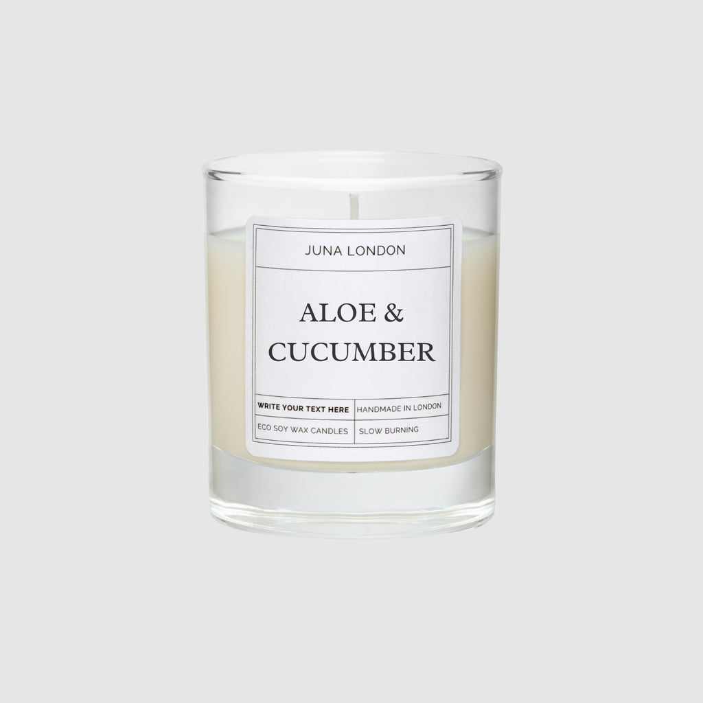 Replicate the aroma and relaxation of a spa from the comfort of your home with our Aloe & Cucumber Scented Candle. A refreshing fragrance infused with crisp cucumbers and invigorating green aloe, plus a touch of citrus!