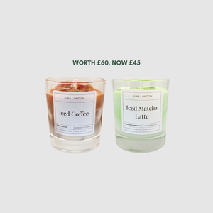 The best things in life come in pairs! Save an amazing 25% off (WORTH £60, NOW £45) across our best-selling Iced Coffee and Iced Matcha Latte Candle for limited time only! Every coffee girlie has their matcha bestie (and vice versa!) - treat yourself to one candle and gift the other to a loved one.