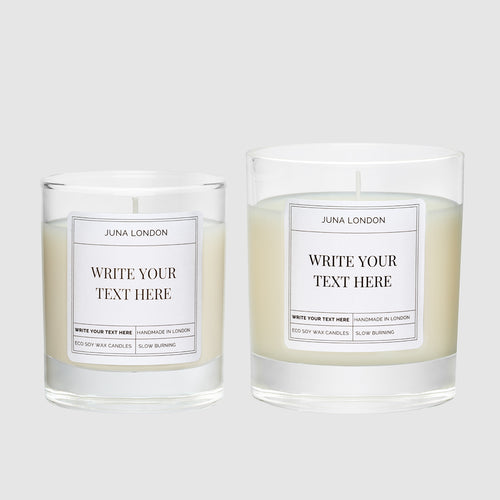 Build your own candle - with a choice of sizes, designs, scents, candle accessories and the option to add your own personalised message to the candle label. 