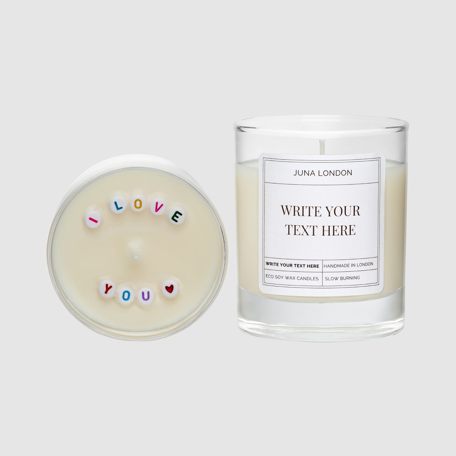 Show your loved ones how special they are with our Coloured&nbsp;Bead Candle. Featuring intricate soy wax beads spelling out 'I love you' on the top of the candle, the perfect additional touch we think your giftee will love. Make your candle even more personal by adding a personalised message - leave it to us to add it to the candle label.