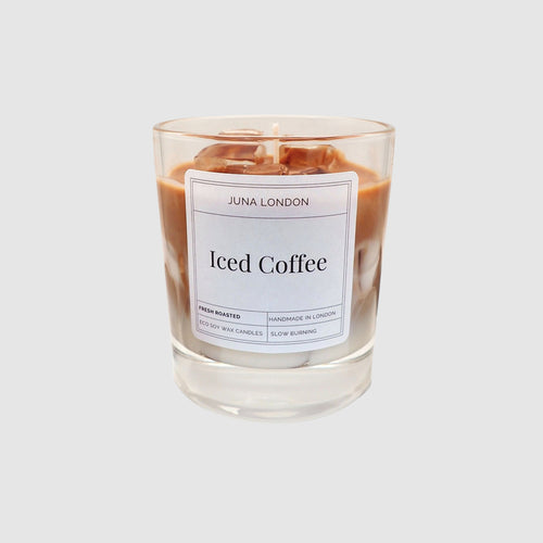 A decorative, vibrant candle to adorn any shelf, dresser or bedside table. Handcrafted from a combination of gel and soy wax, known for their clean and long-lasting burn time. Jelly-like ice cubes are a tactile, hyper-realistic touch making our Iced Coffee Candle one of a kind.