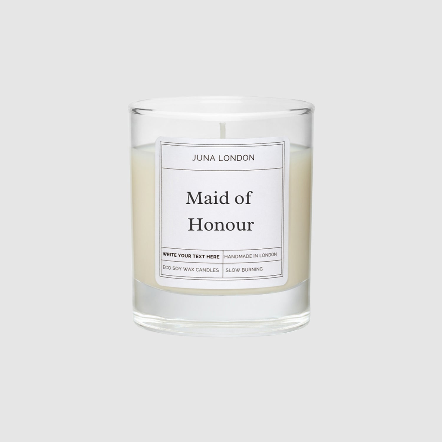 Ask your friend or family member to be your maid of honour with our Maid of Honour Candle. The perfect bespoke gift that's as unique as they are, making special moments unforgettable. Each candle is hand-poured with care, ensuring an eco-friendly burn that aligns with our commitment to sustainability.

Celebrate your upcoming wedding with a gift as unique as your Maid of Honour. For the finishing touch, add their name, favourite scent, add-ons and gift wrapping.