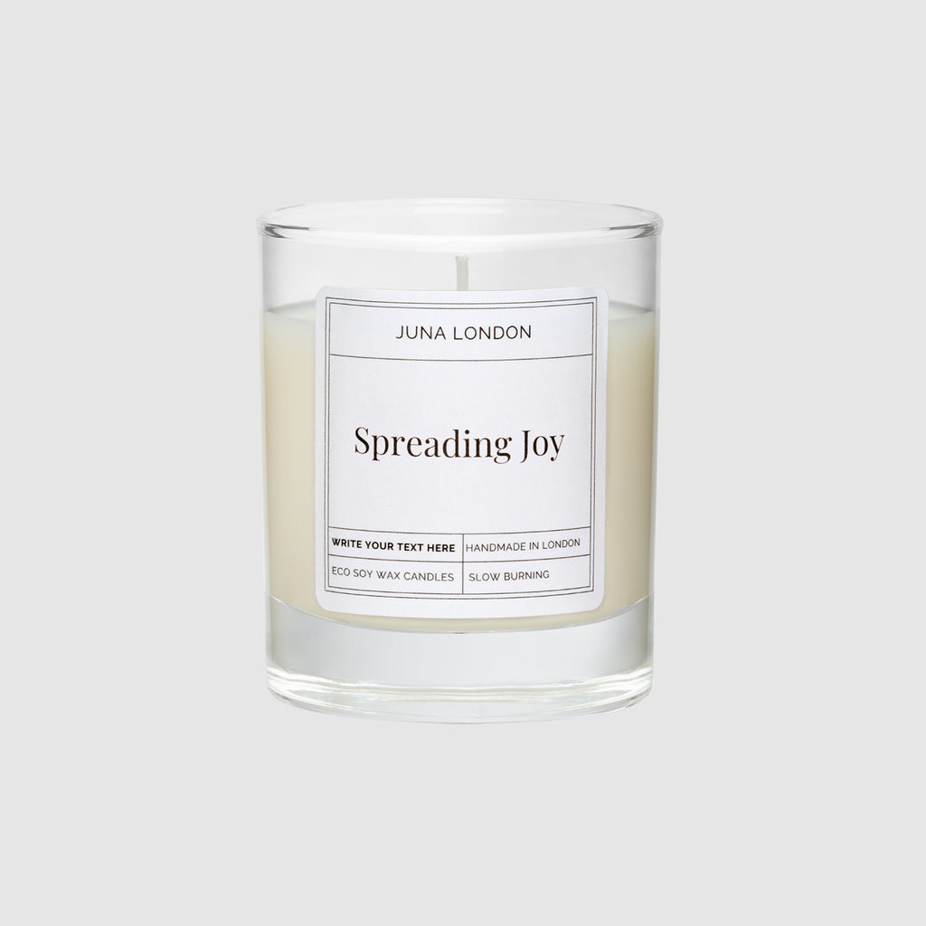 At JUNA we're spreading joy one candle at a time, which is why our Spreading Joy Candle has always been part of our core range, in the hope that this optimistic message reaches others. Treat yourself or a loved one to a taste of conscious luxury with our eco soy wax candles, known for their clean, long-lasting burn.