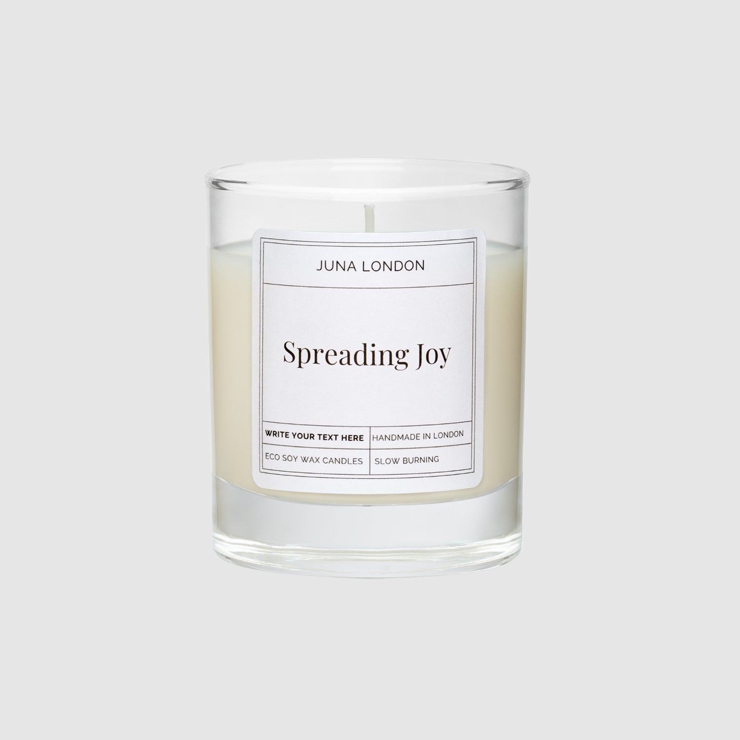 At JUNA we're spreading joy one candle at a time, which is why our Spreading Joy Candle has always been part of our core range, in the hope that this optimistic message reaches others. Treat yourself or a loved one to a taste of conscious luxury with our eco soy wax candles, known for their clean, long-lasting burn.